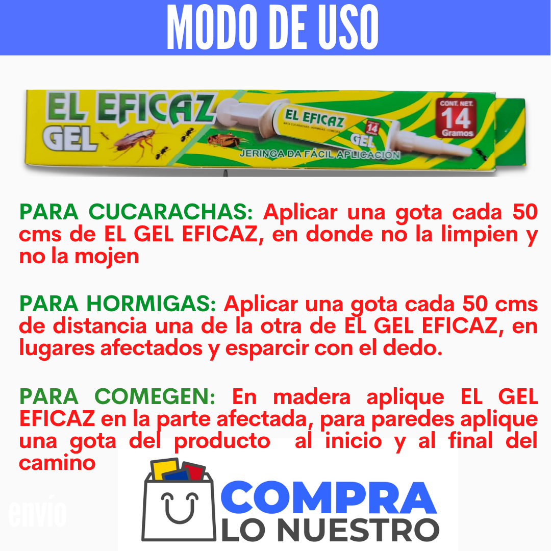 EL EFICAZ ® GEL MATA CUCARACHAS ¡GRAN OFERTA! PAGA 1 Y TE ENVIAMOS EL SEGUNDO GRATIS ¡CON ENVÍO GRATIS!