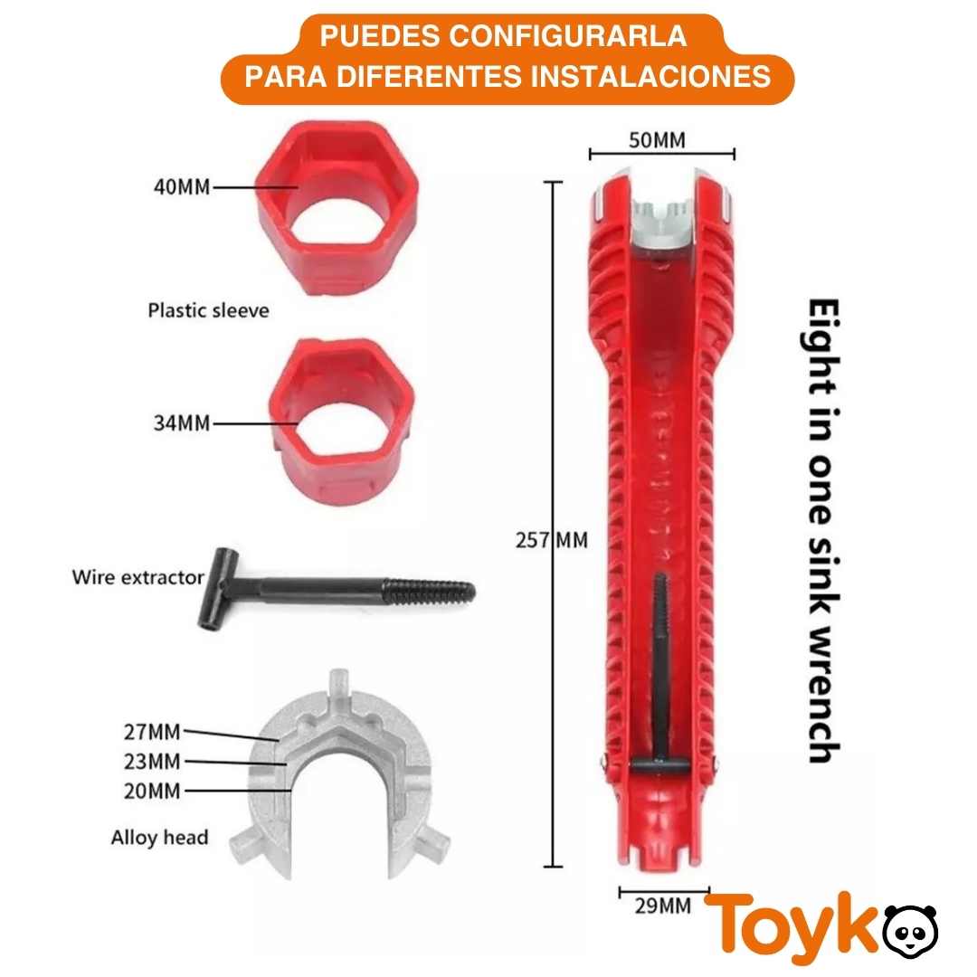 LLAVE MULTI FUNCIÓN PARA PLOMERIA  / ¡8 FUNCIONES EN LA MISMA HERRAMIENTA!