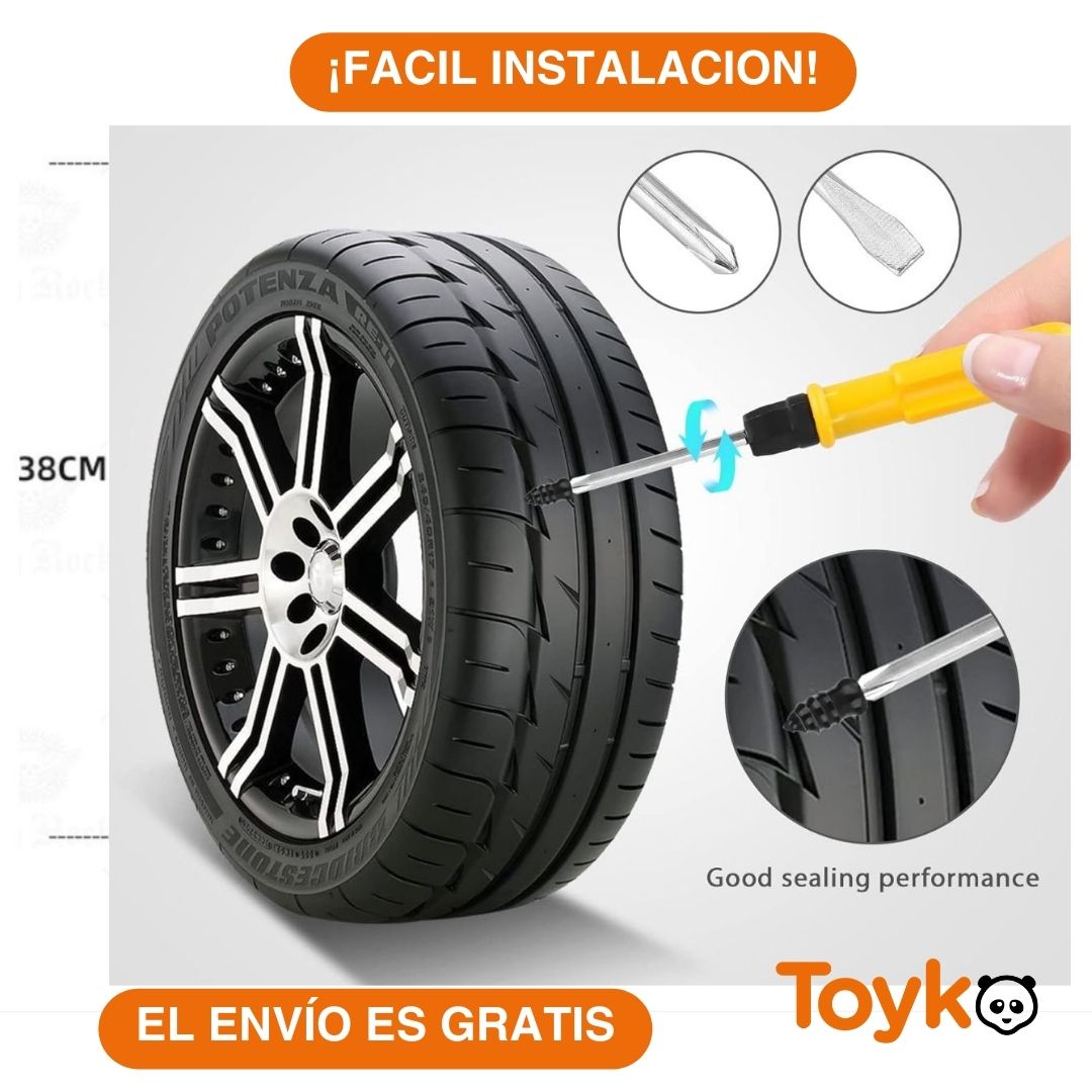 KIT PARA REPARAR LLANTAS PINCHADAS. PAQUETE DE 10 REPARADORES PARA LLANTAS PINCHADAS DE CARRO, MOTO Y BICICLETA.