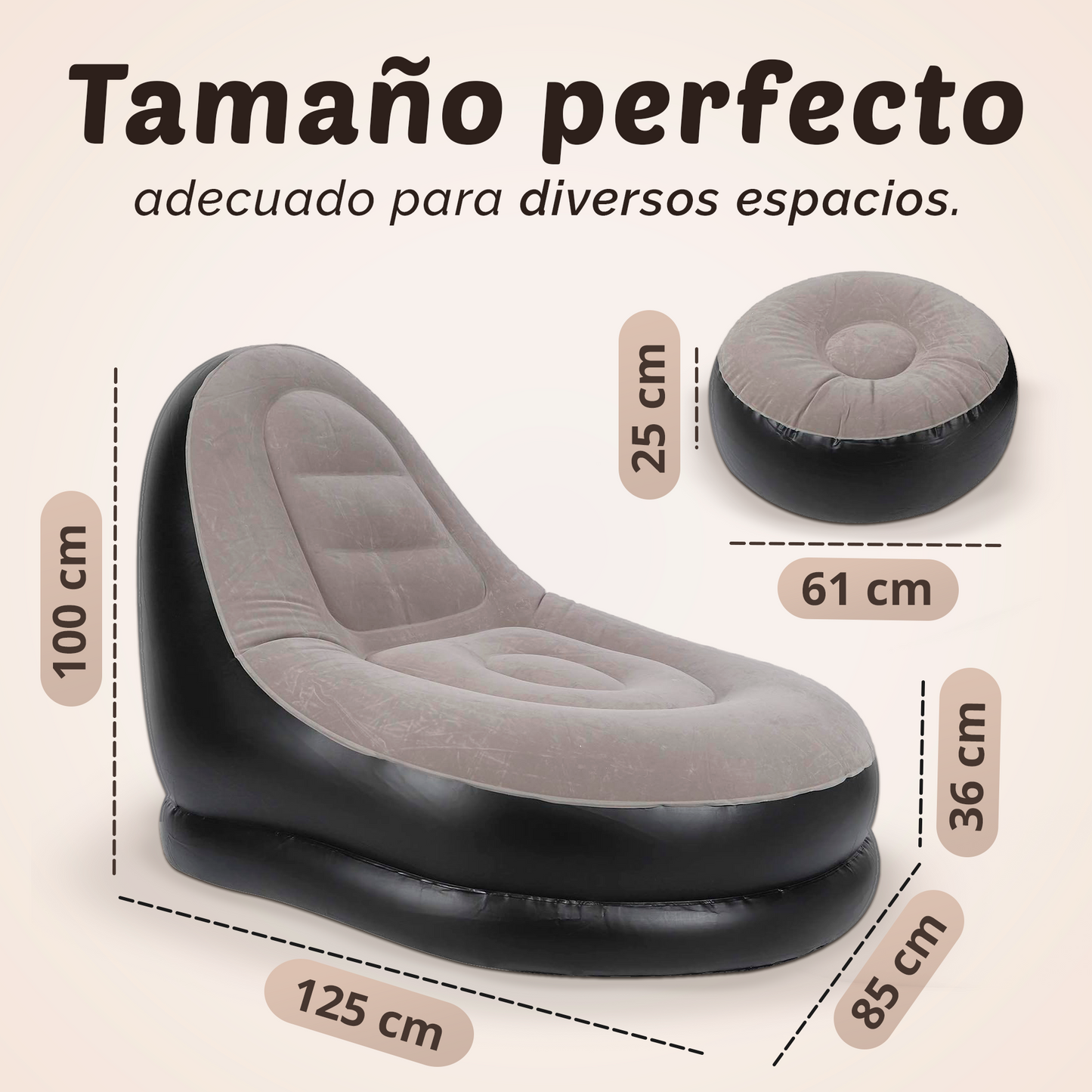 SILLÓN INFLABLE ULTRA COMFORT®,  PIDELO HOY Y TE REGALAMOS EL PUFF REPOSA PIES ✅💯