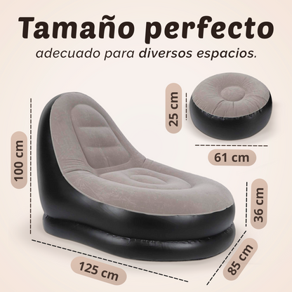 SILLÓN INFLABLE ULTRA COMFORT®,  PIDELO HOY Y TE REGALAMOS EL PUFF REPOSA PIES ✅💯