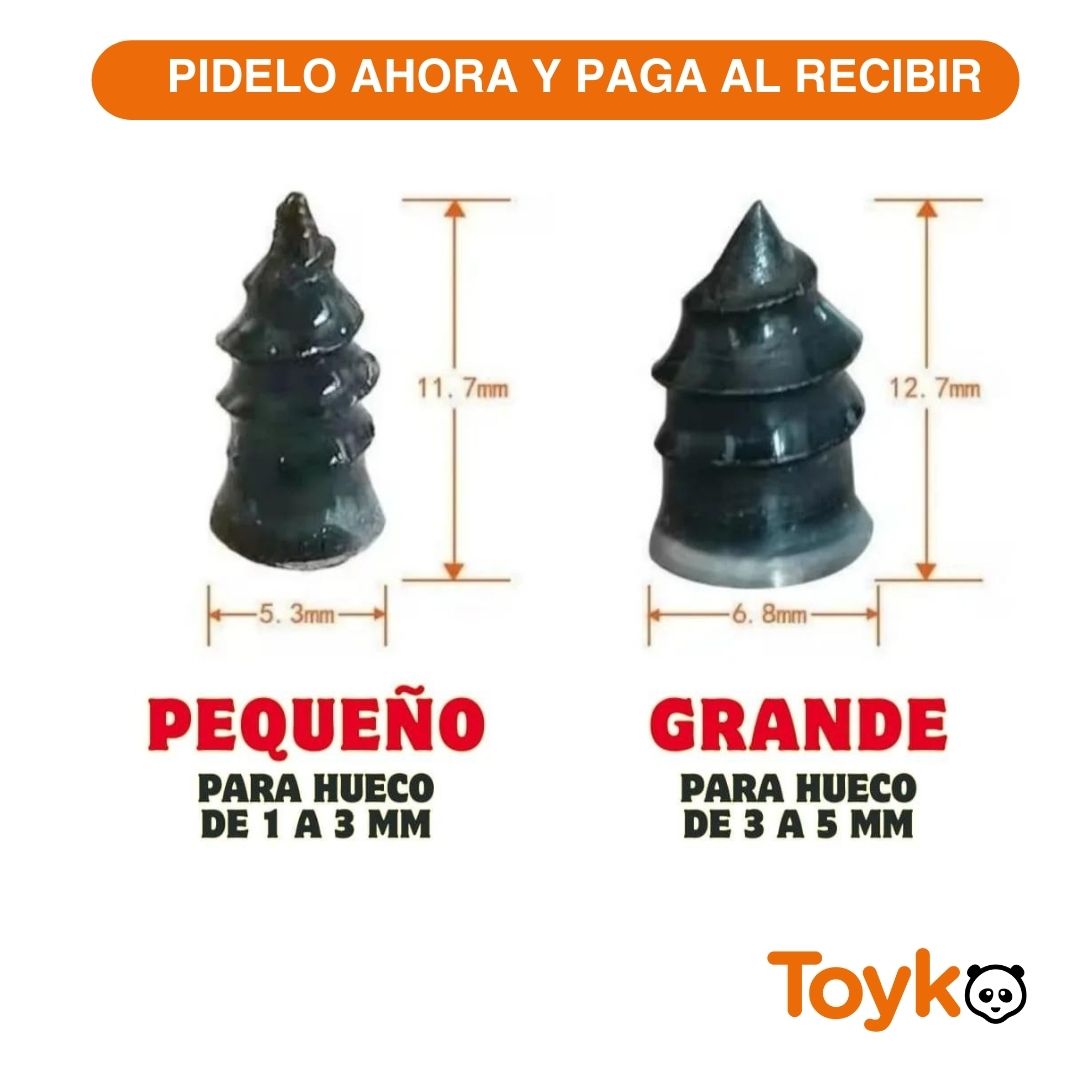 KIT PARA REPARAR LLANTAS PINCHADAS. PAQUETE DE 10 REPARADORES PARA LLANTAS PINCHADAS DE CARRO, MOTO Y BICICLETA.