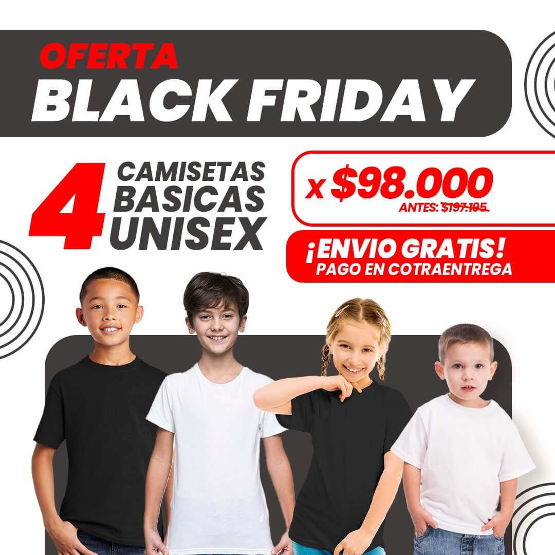 ¡Paquete de 4 Camisetas Básicas Unisex para Niños!