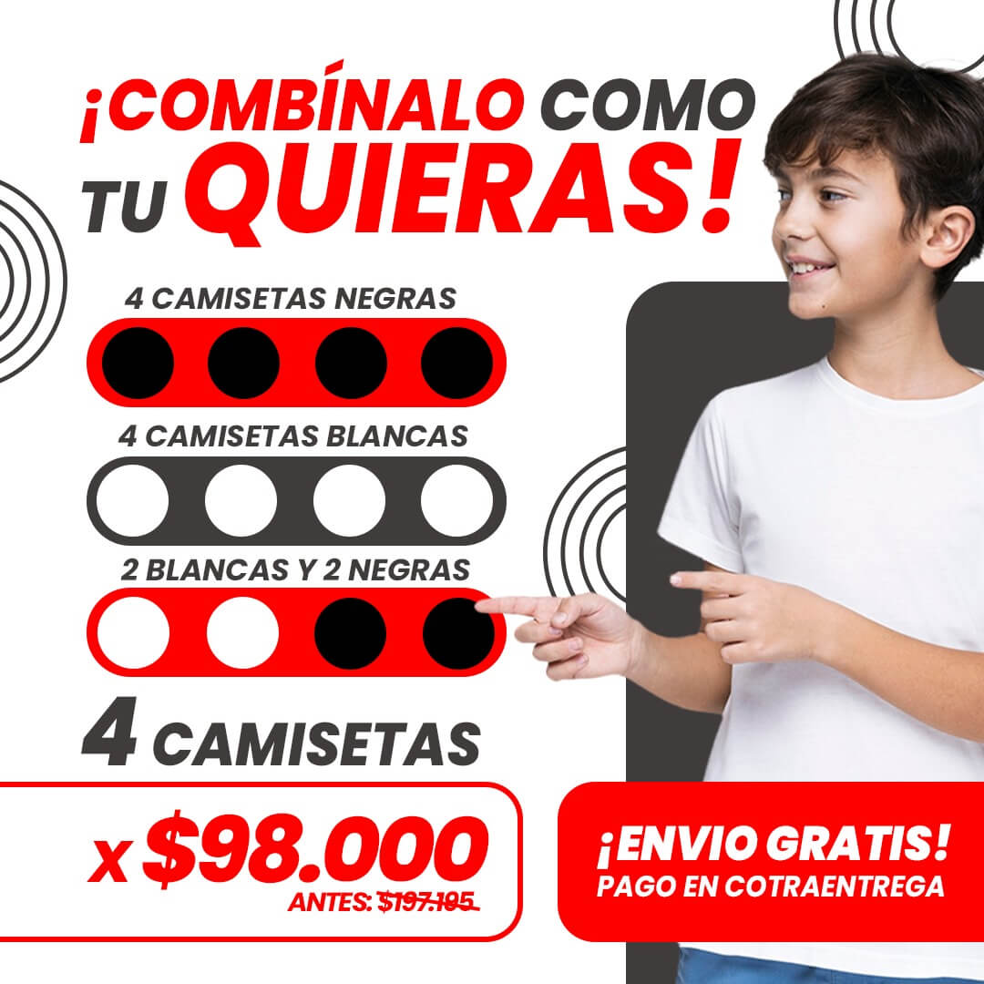 ¡Paquete de 4 Camisetas Básicas Unisex para Niños!